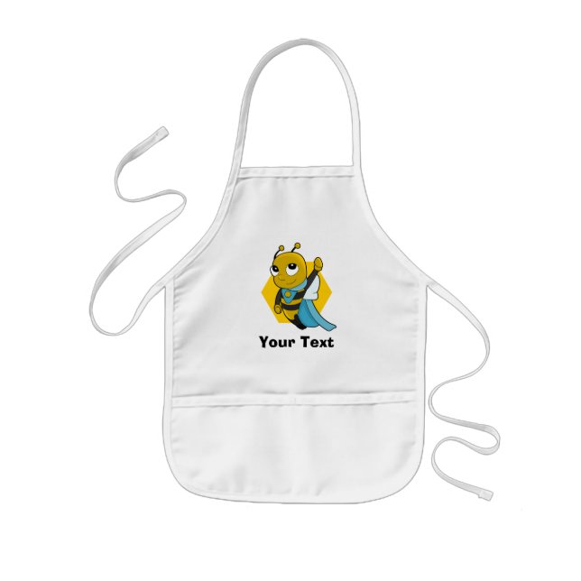 Personalised Superhero bee cartoon  Kids Apron (Front)