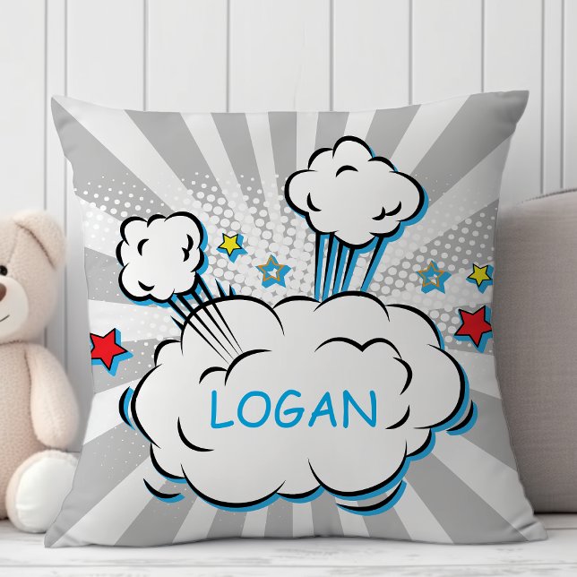Personalised Superhero Comic Book Monogram Cushion (Creator Uploaded)