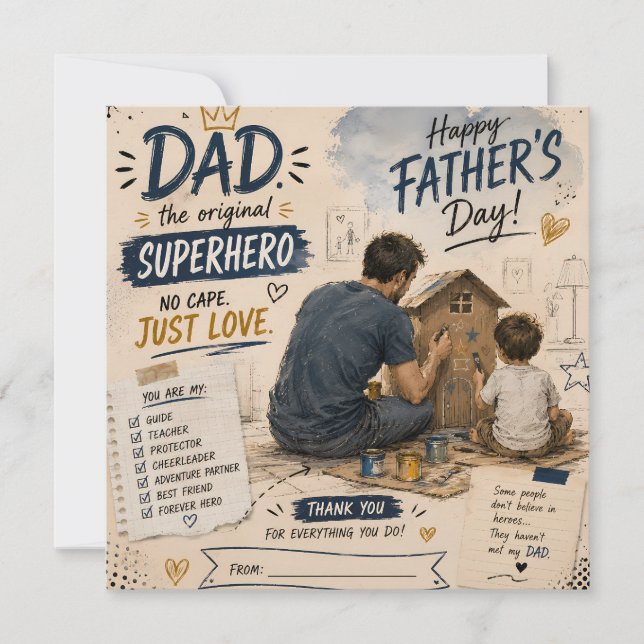 Personalised Superhero Dad Greeting Card (Front)