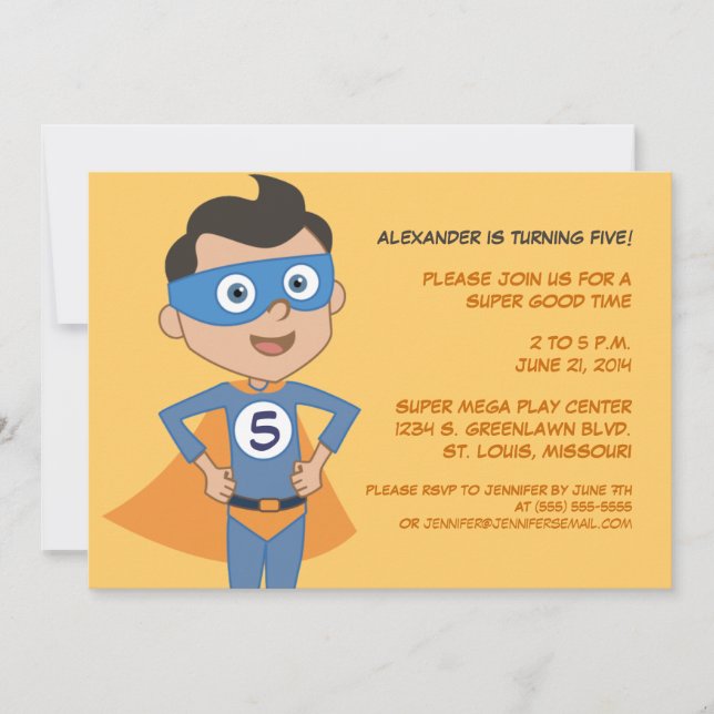 Personalised Superhero Kids Birthday Party Invites (Front)