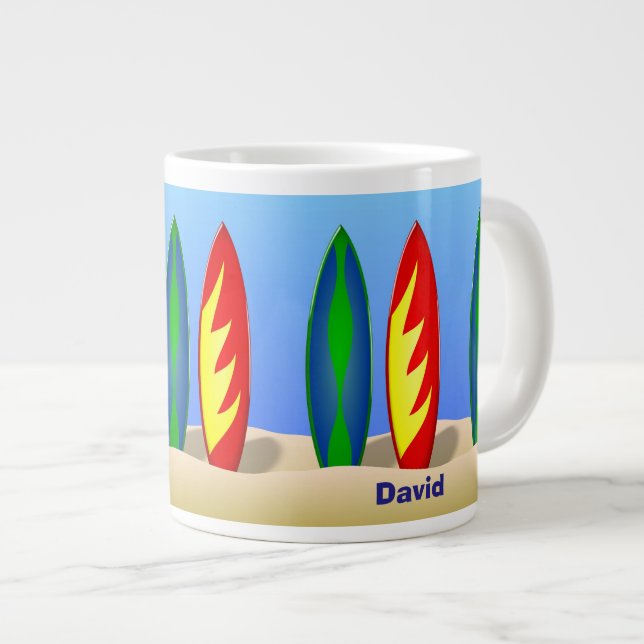 Personalised Surfer Dude   Large Coffee Mug (Front Right)