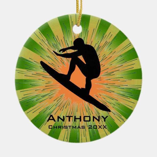 Personalised Surfing Ornament (Front)