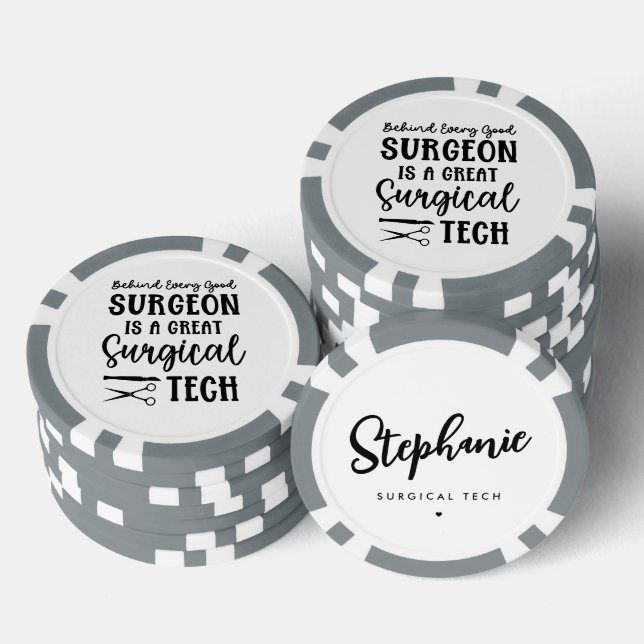 Personalised Surgical Tech | Surgical Technologist Poker Chips (Stack)