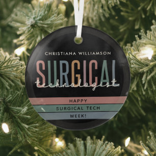 Personalised Surgical Technologist Week OR Tech Glass Tree Decoration