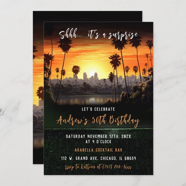 Personalised Surprise 50th Birthday For Men Invitation (Front/Back)