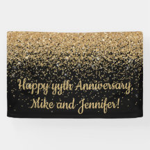 Personalised Surprise Anniversary Party Black Gold