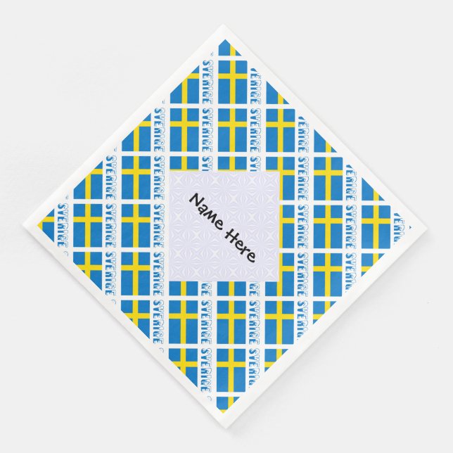 Personalised Sverige Flagge Tiled Napkin (Corner)