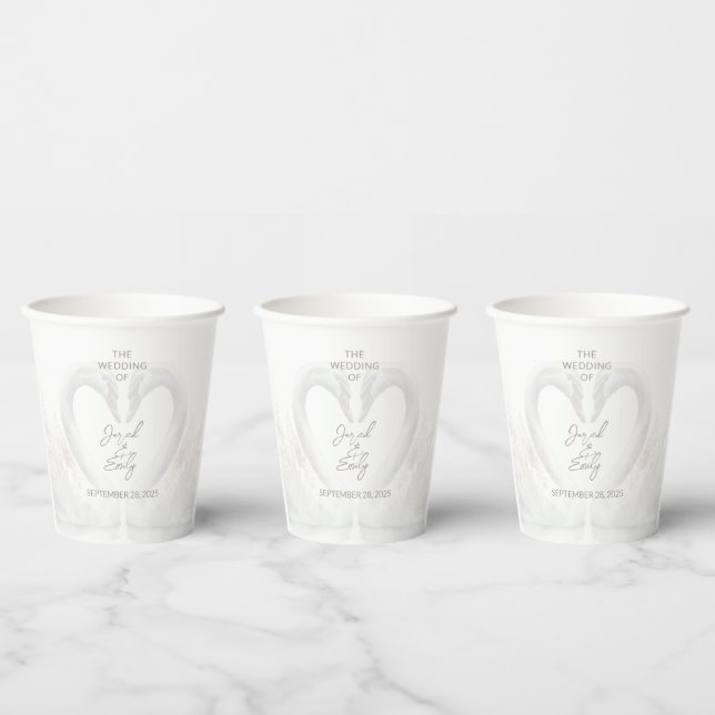Personalised Swan Wedding Paper Cups (Multi)