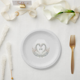Personalised Swan Wedding Paper Plates