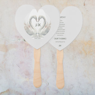 Personalised Swan Wedding Program Hand Fans