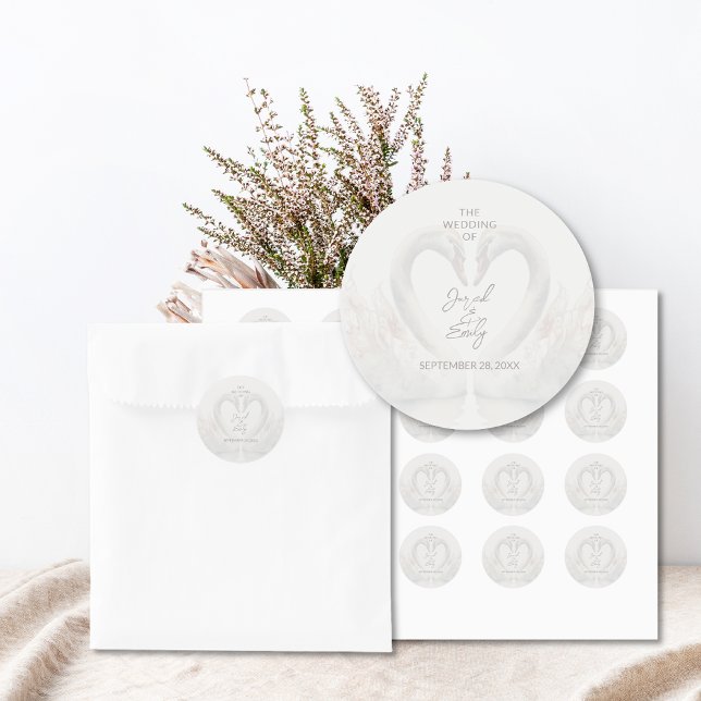 Personalised Swan Wedding Stickers (Personalized Swan Wedding Stickers)