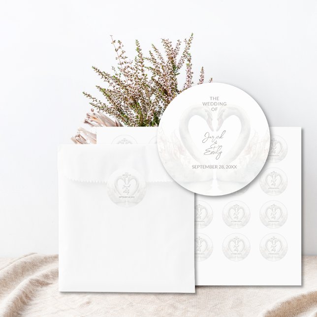 Personalised Swan Wedding Stickers (Personalized Swan Wedding Stickers)