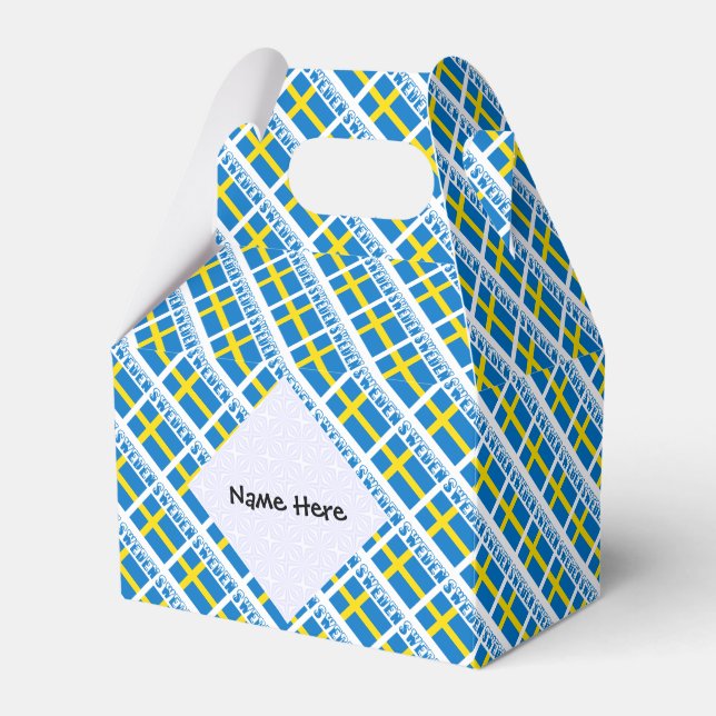 Personalised Sweden Flag Tiled  Favour Box (Front Side)