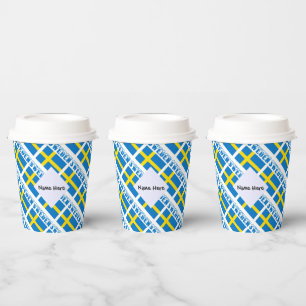 Personalised Sweden Flag Tiled Paper Cups