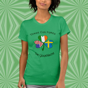Personalised Sweden Ireland USA Shamrock Women’s T-Shirt