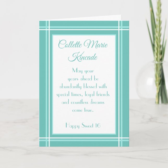 Personalised Sweet 16 birthday card (Front)