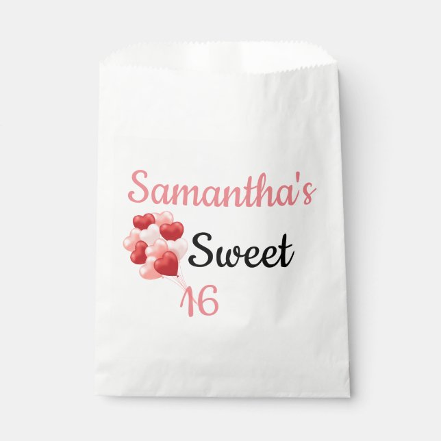 Personalised Sweet 16 Birthday Favour Bags (Front)