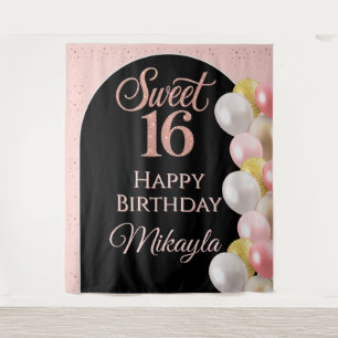 Personalised Sweet 16 Birthday Party Banner Tapestry