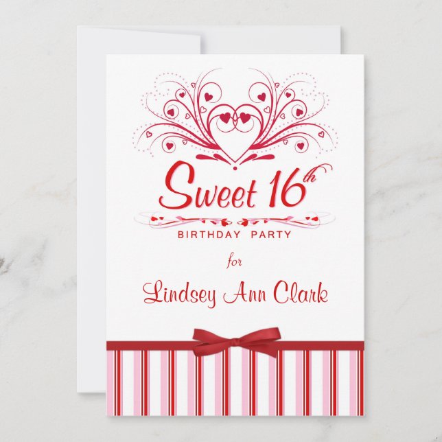 Personalised Sweet 16 Birthday Party Invitations (Front)
