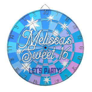 Personalised Sweet 16 Birthday Stars and Blue Pink Dartboard