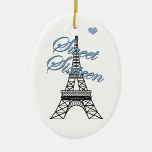 Personalised Sweet 16  Paris Eiffel Tower Ornament
