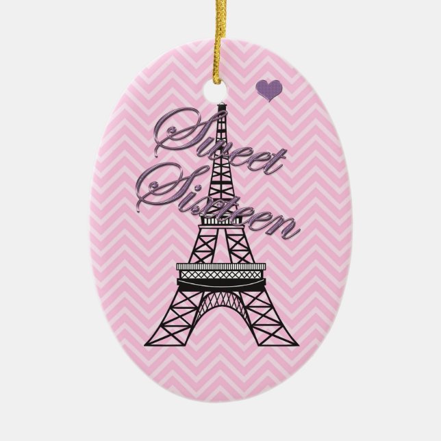 Personalised Sweet 16  Paris Eiffel Tower Ornament (Front)