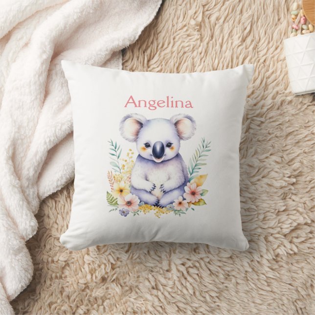 Personalised Sweet Baby Girl Koala Bear   Cushion (Blanket)