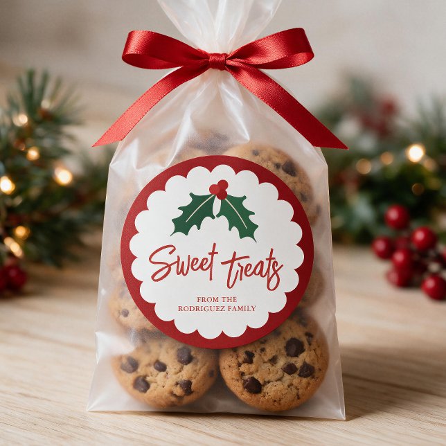 Personalised Sweet Baked Christmas Baking Sticker (Sticker is shown in 3 inches, personalize with name, and choose size, sticker sheets, or rolls.)