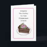 Personalised Sweet Birthday Card for Niece<br><div class="desc">The front of the card has a hand drawn piece of chocolate birthday cake with pink roses and a butterfly. Personalised it by adding a name or family member on the front.</div>