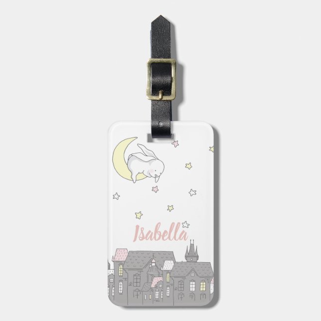 Personalised Sweet Bunny Love Diaper Bag Tag (Front Vertical)