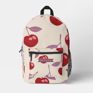 Personalised Sweet Cherry Pattern Cute Girly Retro Printed Backpack