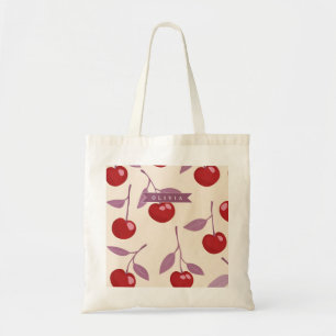 Personalised Sweet Cherry Pattern Cute Girly Retro Tote Bag