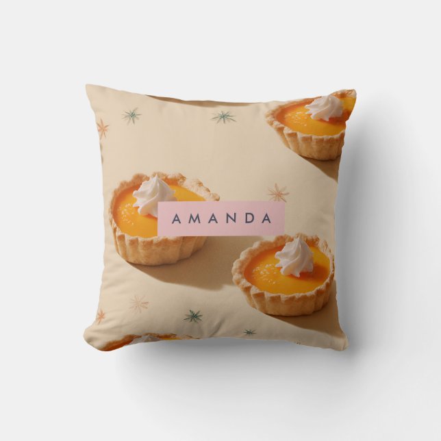 Personalised Sweet Custard Tart Pattern Cushion (Front)