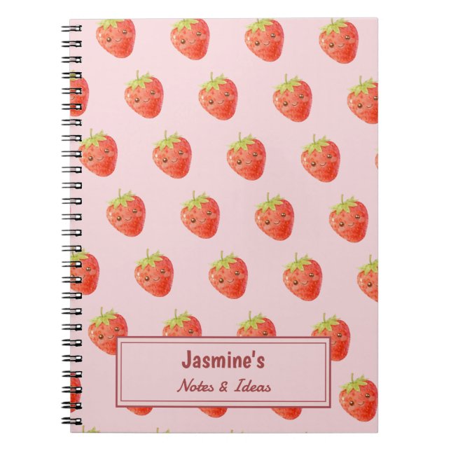 Personalised Sweet Harmony Strawberry Pattern Notebook (Front)