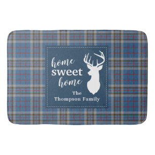 Personalised Sweet Home Tartan Clan Thompson Plaid Bath Mat