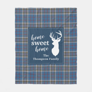 Personalised Sweet Home Tartan Clan Thompson Plaid Fleece Blanket
