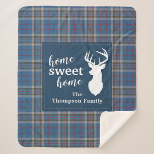 Personalised Sweet Home Tartan Clan Thompson Plaid Sherpa Blanket