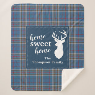Personalised Sweet Home Tartan Clan Thompson Plaid Sherpa Blanket