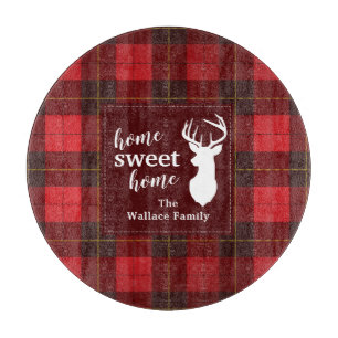 Personalised Sweet Home Tartan Clan Wallace Plaid Cutting Board