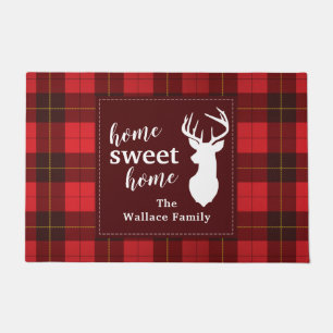 Personalised Sweet Home Tartan Clan Wallace Plaid Doormat