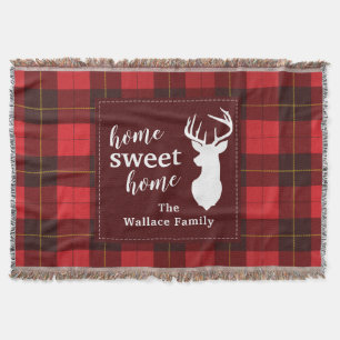 Personalised Sweet Home Tartan Clan Wallace Plaid Throw Blanket