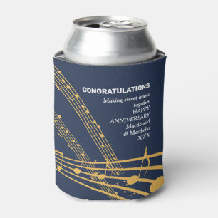 Personalised SWEET MUSIC Modern Happy Anniversary Can Cooler