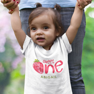 Personalised Sweet One Strawberry 1st Birthday Baby T-Shirt