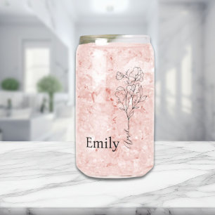Personalised Sweet Pea April Birth Month Flower Can Glass