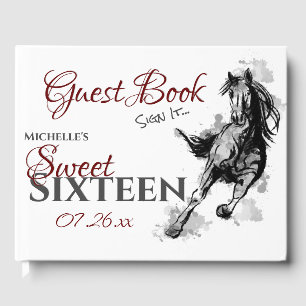 Personalised Sweet Sixteen Galloping Horse Guest Book