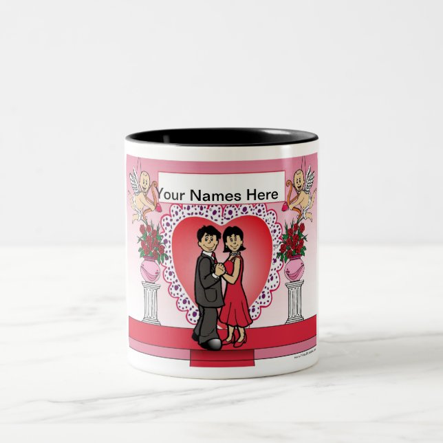Personalised Sweethearts, Couple  Two-Tone Coffee Mug (Center)