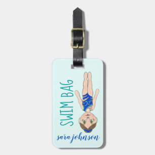 Personalised Swim Bag Synchronised Swimmer Girl Luggage Tag