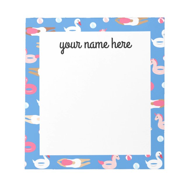 Personalised Swimmer and Pool Float Notepad (Front)