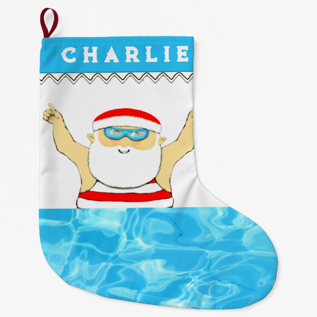 Personalised Swimmer Large Christmas Stocking (Front)