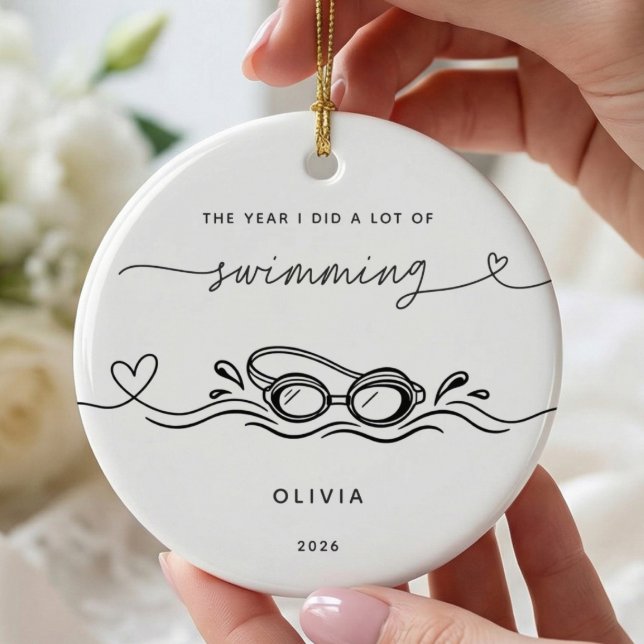 Personalised Swimming Christmas Ornament (Creator Uploaded)